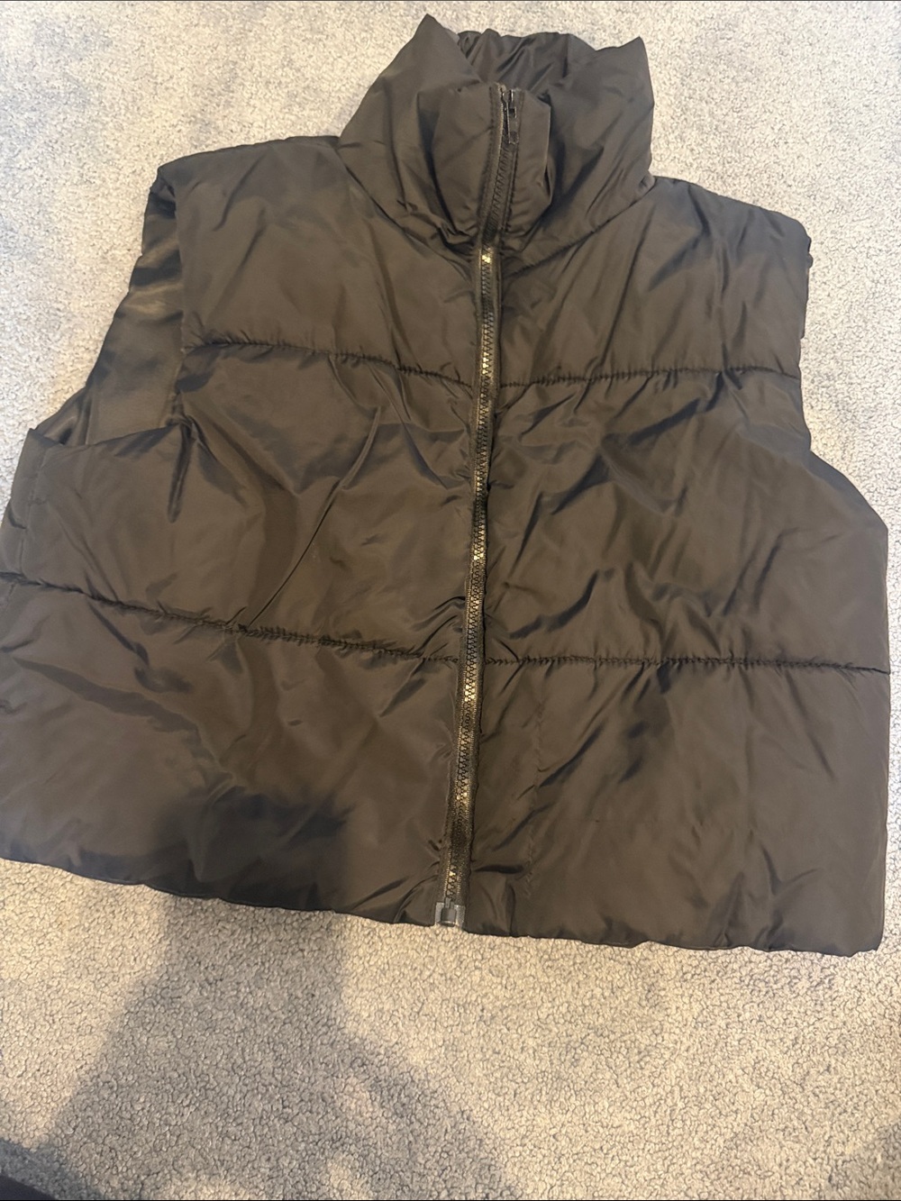 SHEIN Black Quilted Puffer Vest with High Collar